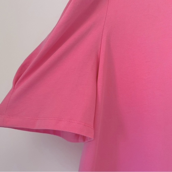 POMANDER PLACE Pink Stella Dress Mini Jersey Knit Puff Shoulders Cotton Preppy - Picture 7 of 12